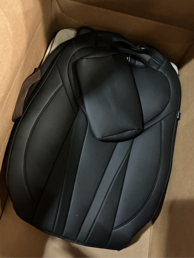 Condition photo showing As Is for FEINEPRO Upgrade for Tesla Model Y Seat Covers 2024 2023 2022 2021 2020 5-Seater, Full Set Custom Fit, Waterproof Faux Leather, Breathable & Easy to Install – Black (Not Fit 2025/2026) 2020-2024 5-Seat Interior Black