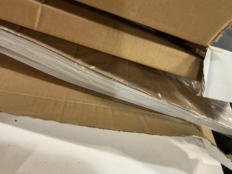 Condition photo showing As Is for project source room darkening vertical 3.5-in slat width 78-in x 84-in cordless white vinyl room darkening vertical blinds
