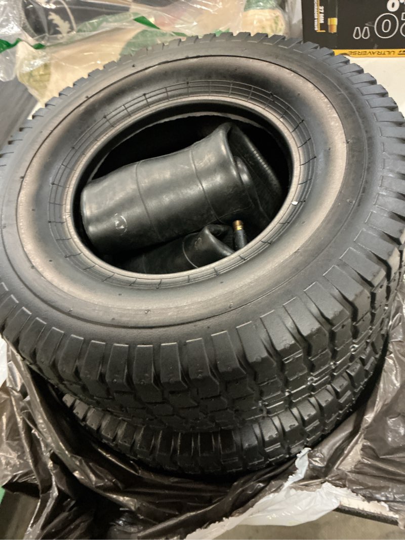 Condition photo showing Good Condition for 13x5.00-6 lawn mower tire and inner tube sets compatible with yard tractor, hand truck, riding lawn mower, lawn tractor and more without rim pneumatic tire
