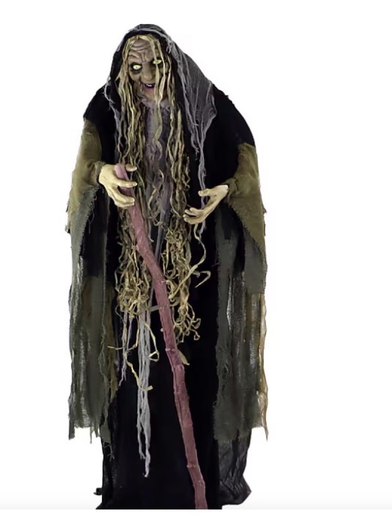 Decor Haunted Hill Farm Life-Size Poseable Swamp Witch (HHWITCH-10FLSA)~#|#~3E2715C7-7E08-4348-8E769A4991C5CF78_sc7 Haunted Hill Farm Life-Size Poseable Swamp Witch (HHWITCH-10FLSA)~#|#~0DA67FEE-9D37-4035-B66A2D6BF2945850_sc7 Haunted Hill Farm Life-Size Poseable Swamp Witch (HHWITCH-10FLSA)~#|#~230495FD-47CB-4B9D-9EC4E84230FB445D_sc7  Highlights View all details Curses and Cauldrons Collection by Haunted Hill Farm 68-in. animatronic witch with a staff for indoor and covered outdoor display Voodoo is touch activated- eyes blink and light up white, talks, laughs evilly New at Staples 1  Add to cart Haunted Hill Farm Life-Size Poseable Swamp Witch (HHWITCH-10FLSA)(similar)