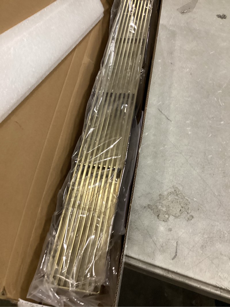 Condition photo showing Good Condition for linear shower drain 24 inch, brushed gold 304 stainless steel rectangular shower drain, 51l/min fast drainage floor linear drain, us standard cupc certified, zirconium gold, sd-108-24zg