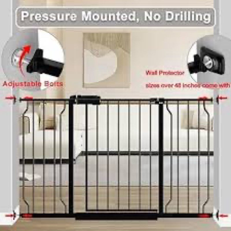 85.8-105 Inch Extra Wide Baby Gate, Pressure Mounted No Drill, Extra Wide Safety Gate for Large Entr