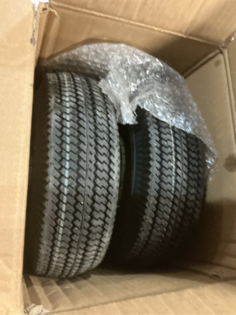 Condition photo showing Good Condition for (2 pack)13x5-6 tubeless riding mower tire and wheel,tubeless,3/4" and 5/8" bushings, 3-5" centered hub,compatible with riding mowers and garden tractors