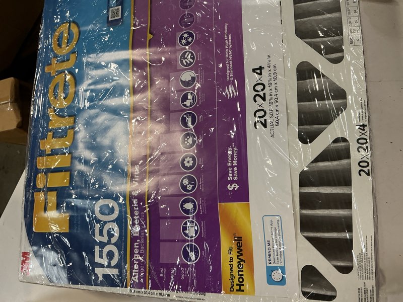 Condition photo showing Good Condition for filtrete 20-in w x 20-in l x 4-in merv 12 1550 mpr allergen, bacteria and virus electrostatic pleated air filter