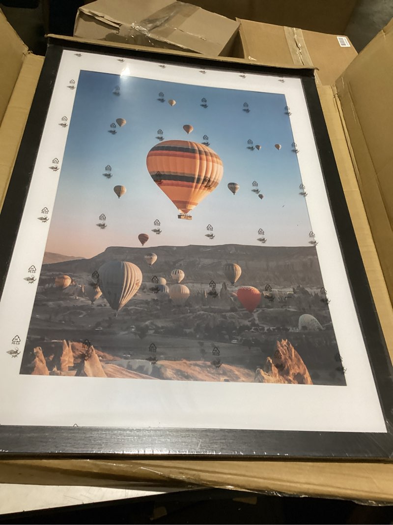 Condition photo showing Good Condition for 26x38 poster frame with polished plexiglass - black picture frame - wide photo frames made of engineered wood for vertical or horizontal wall display - epic collection - black black 26x38