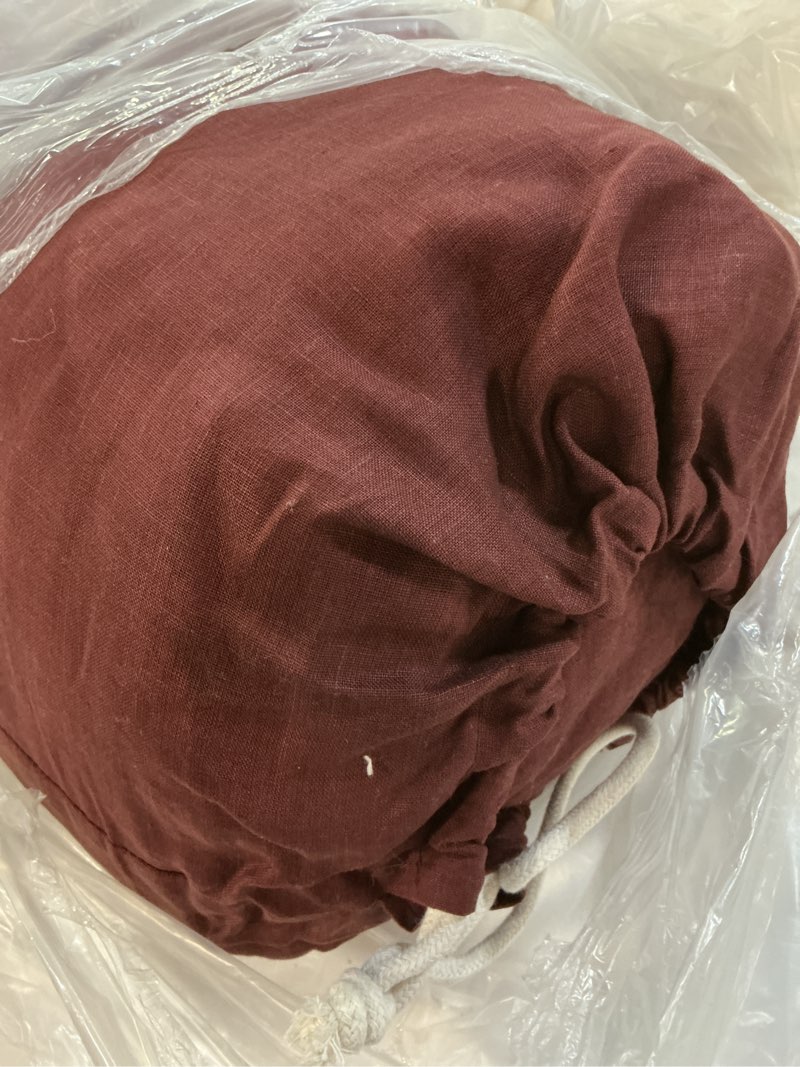 Condition photo showing Good Condition for european linen double flange duvet cover, king/cal king, burgundy