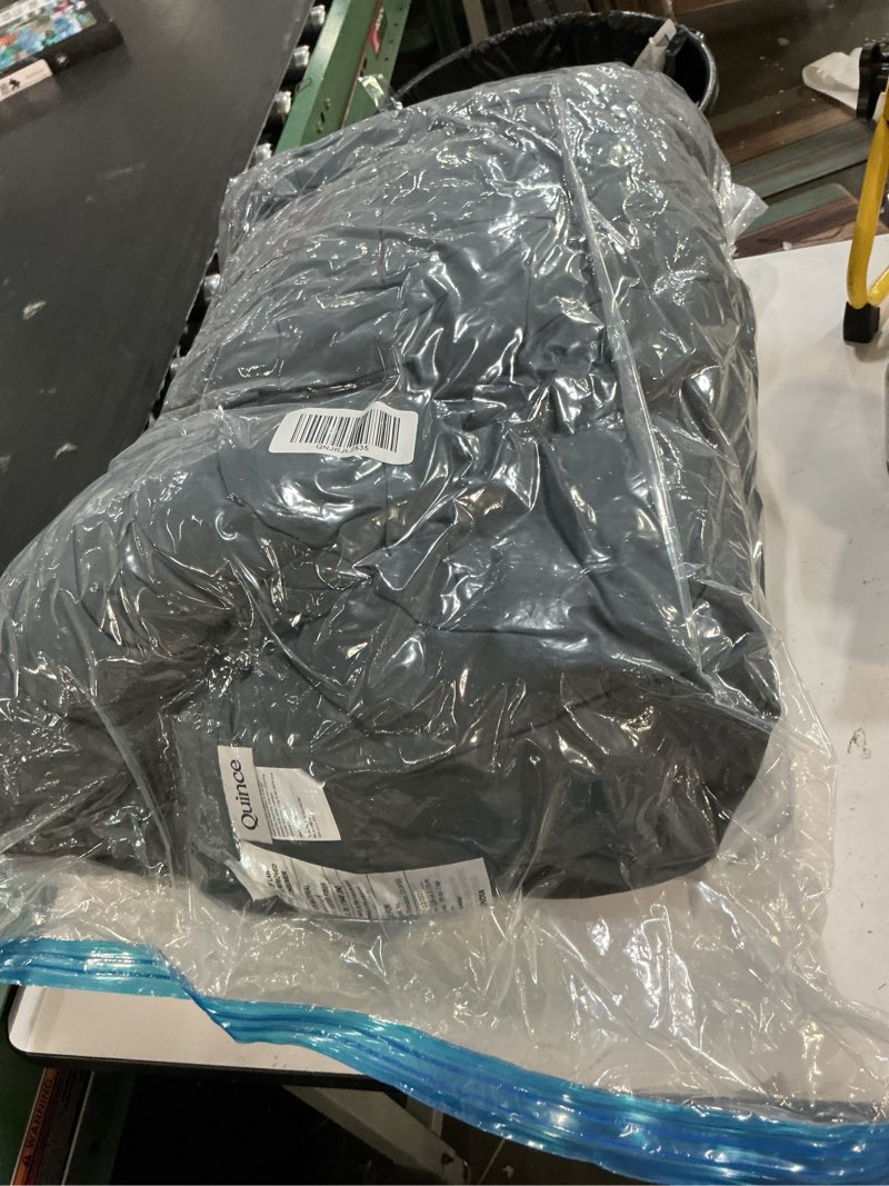 Condition photo showing As Is for cotton pintuck comforter, twin, nightfall