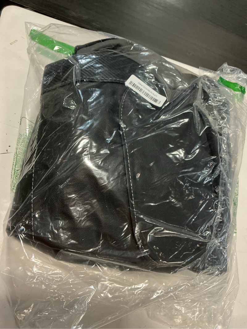 Condition photo showing As Is for flying banner car seat covers quality carbon fiber air mesh fabric sport low high back bucket back pocket arm rest (2 fronts-low bucket-built-in seatbelt compatible, gray - faux leather) 2 fronts--low bucket--built-in seatbelt compatible gray - faux leather -- built-in seatbelt compatible