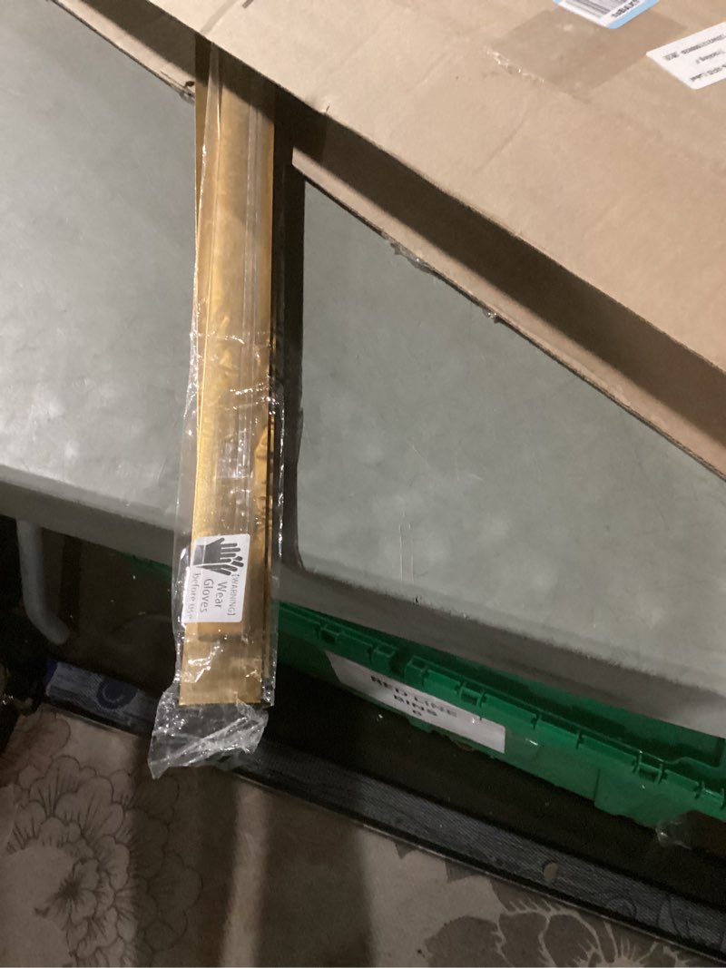 Condition photo showing As Is for gaahing aluminum t molding floor transition strip, t moulding for laminate flooring planks, vinyl floor transition, rubber transition (3pcs x 2.9ft x 1.6in, matte gold) 3pcs x 35.4 x 1.6in matte gold 3