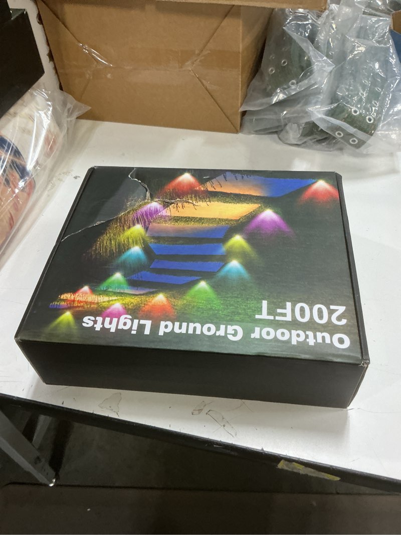 Condition photo showing New/Like New for RGB Outdoor Ground Lights, 200Ft Color Changing Pathway Lights with Remote & App Control, Waterproof Walkway Lighting, Wired for Garden Yard Lawn Patio Best for Holiday Party