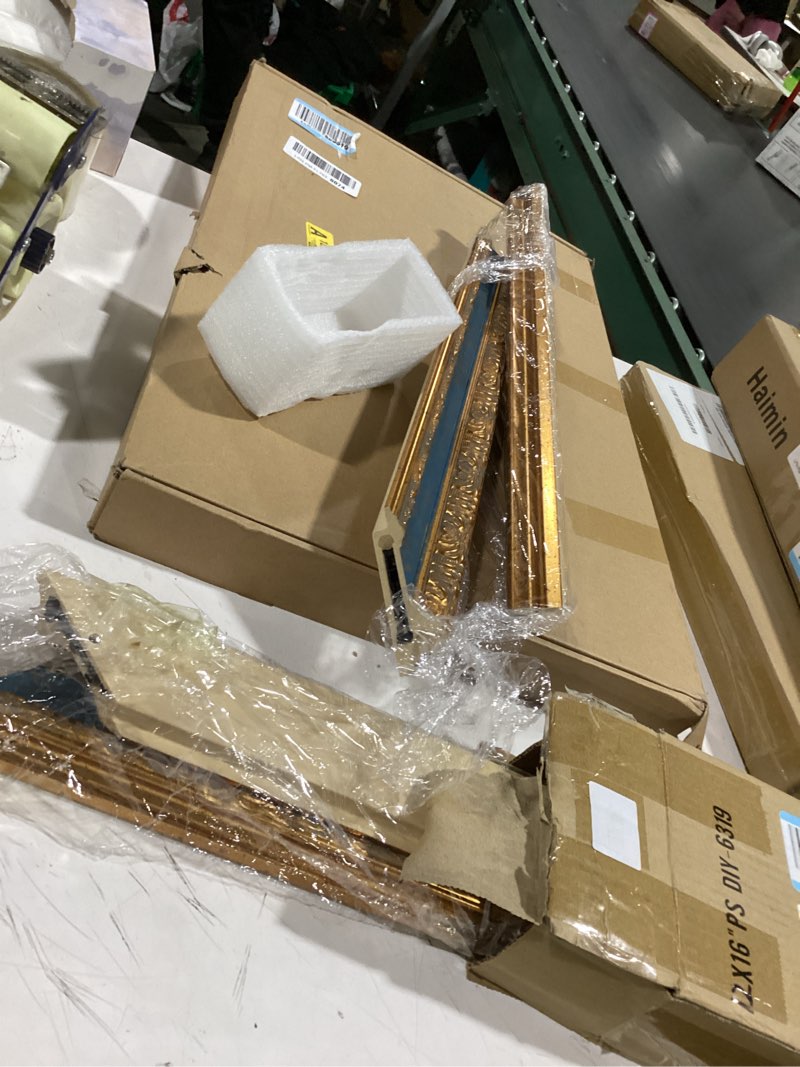 Condition photo showing Good Condition for similar to picture frame moulding (wood) 18ft bundle - traditional antique gold finish - 2\" width - 3/8\" rabbet depth
