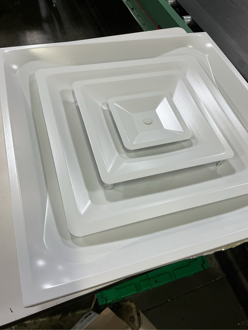 Condition photo showing As Is for reliabilt 24 in. x 20 in. 3-cone t-bar ceiling diffuser white