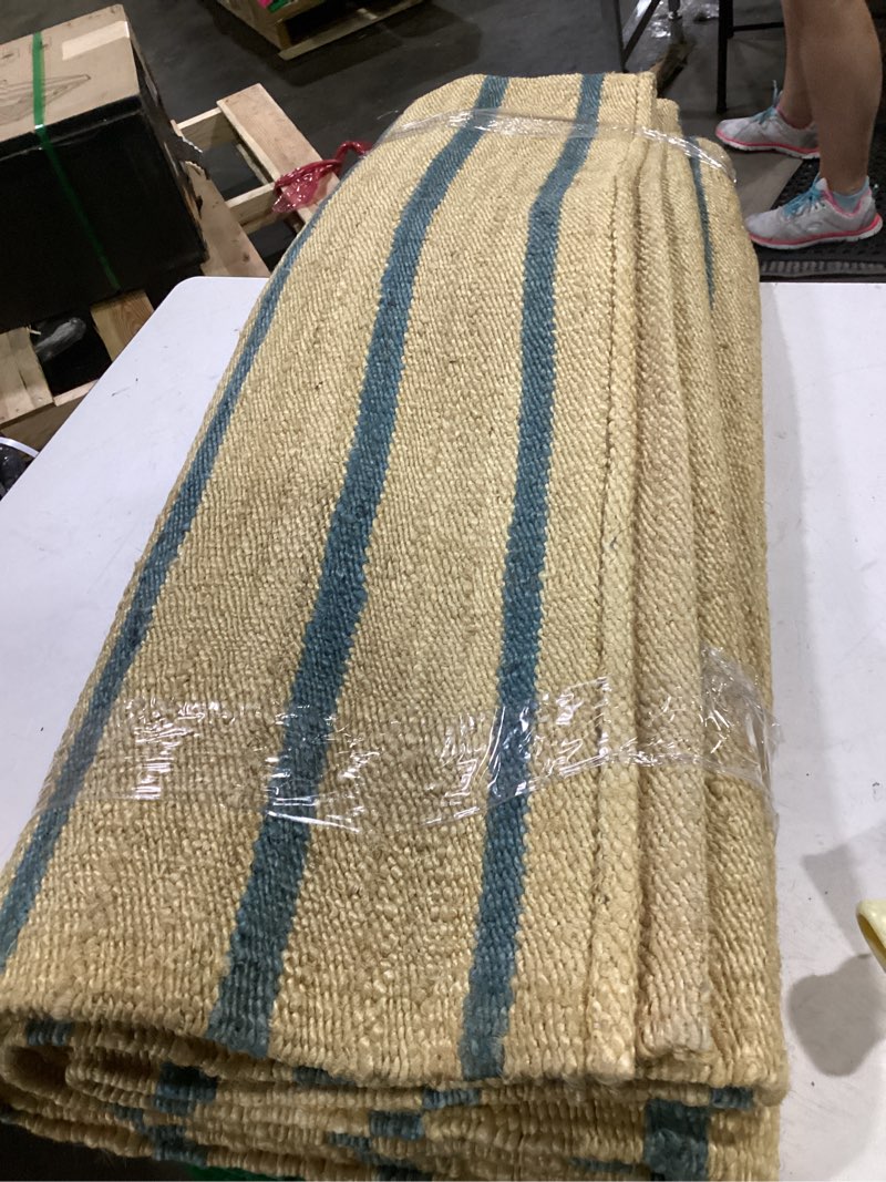 Condition photo showing As Is for similar to safavieh area rug 8x10 - natural fiber collection - large - natural & brown, handmade braided jute, stripe pattern, ideal for living room, bedroom, dining space (nfb262t) 8' x 10' (rectangular) natural/brown