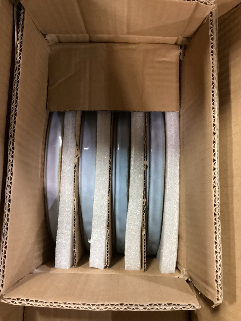 Condition photo showing Good Condition for Herogo 24 Pieces Dinner Plates and Bowls Sets for 8, Stoneware Dinnerware Sets for Kitchen Dining, Reactive Glaze, Dishwasher & Microwave Safe, Haze Blue 24 Haze Blue