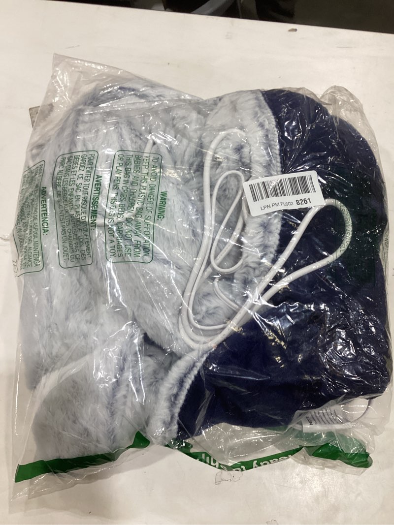 Condition photo showing As Is for Berkshire Reversible Heated Throw - Jacquard Faux Fur & Silky Plush Electric Blanket with 4 Heat Settings & 4H Auto Shut-Off, Machine Washable (50" x 60", Select Comfort Blue)