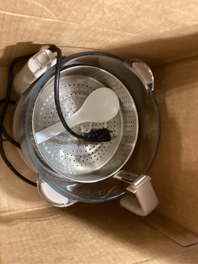 Condition photo showing As Is for COOK WITH COLOR 3L Glass Mini Low Carb Rice Cooker – Holds 2 Cups Raw/Makes 6 Cups Cooked with Auto Lift Filter Basket, Hotpot & Steamer for Rice, Grains, Digital Panel with Keep Warm, Goat/Mink