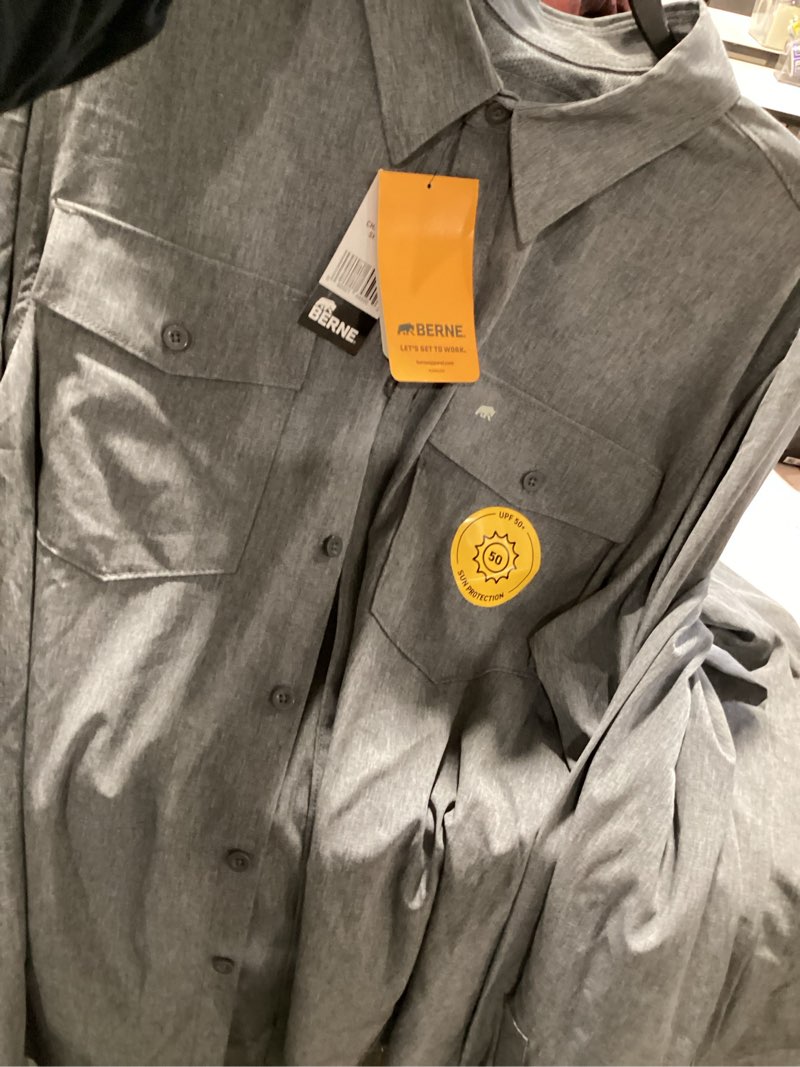 Condition photo showing Good Condition for BERNE APPAREL Men's Black Light weight Poplin Long sleeve Solid Button-down shirt ( 2XL )