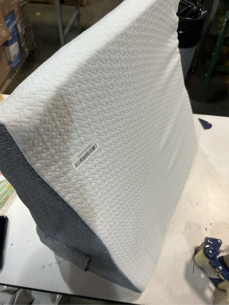 Condition photo showing Good Condition for Wedge Pillow for Sleeping & Resting, 24"x24"x12" Memory Foam Cushion with Grey White Patterned Polyester Cover, Ideal for Bedroom & Living Room – Comfortable Support for Adults Grey & White 12 inch