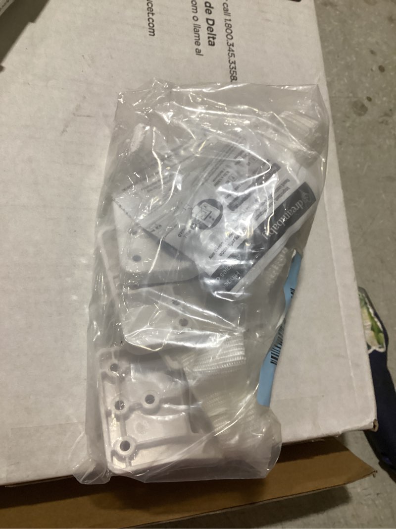Condition photo showing As Is for no hardware.. hinged furniture anchors, 2 pack, white