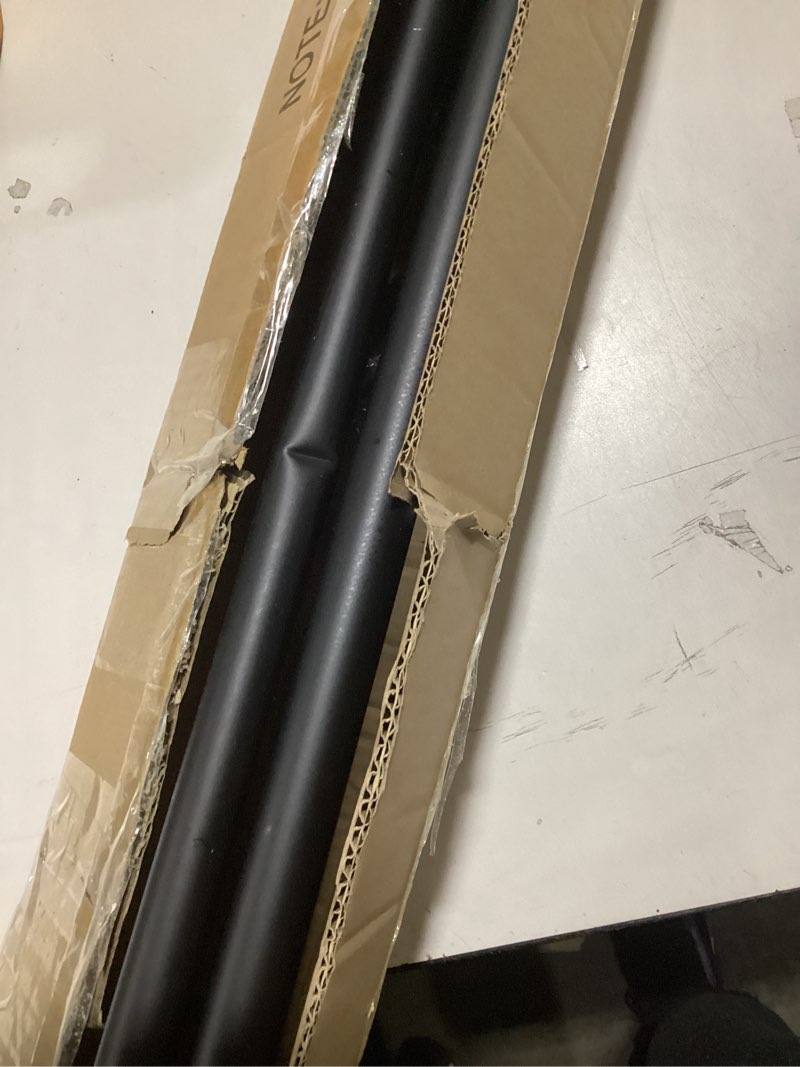 Condition photo showing Good Condition for (Minor dent)Single Curtain Rods for Windows 72 to 144 Inch(6-12ft),1 Inch Diameter Adjustable Heavy Duty Drapery Rods,with Vintage Square Finials,Premium Aluminum Brackets,Matte Black