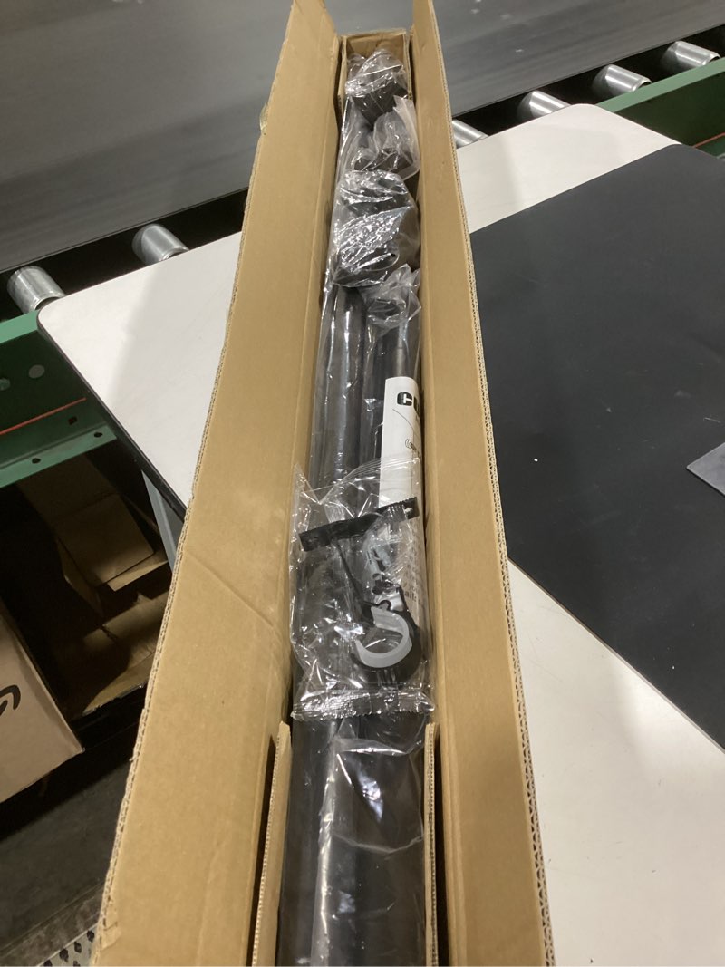 Condition photo showing New/Like New for zocone tension curtain rod 51-168 in (4.25-14 ft), extra long outdoor curtain rod no drilling for patio window, adjustable shower curtain rod for bathroom, tension rod diameter 1.26in never rust,black black 51-168 inches