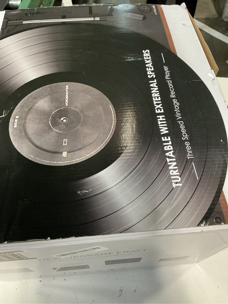 Condition photo showing Good Condition for Vintage Record Player with External Speakers Belt-Drive Turntable for Vinyl Records Dual Stereo Speakers LP Players Support 3 Speed 3 Size Wireless Playback AUX Headphone Input Auto Stop Wood Red Bark Red Come with External Speakers