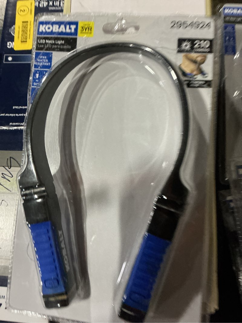 Condition photo showing As Is for (Similar to) WORKPRO Rechargeable Neck Light for Hands-Free Lighting, 3 Brightness Levels 300 Lumens Neck Light, Bendable Silicone Arm, Great for Mechanics, Reading, Camping, DIY Projects, Crafting, Blue and Black