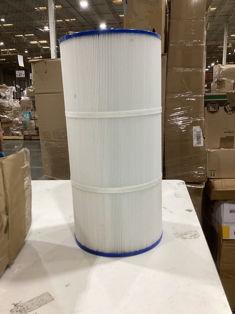 Condition photo showing As Is for cc100 pool filter cartridge, compatible with pentair cc100, ccrp100, replaces pleatco pap100, unicel c-9410, filbur fc-0686, pentair r173215, 100 sq.ft, dimensions: 23 5/8" x 10 1/16"
