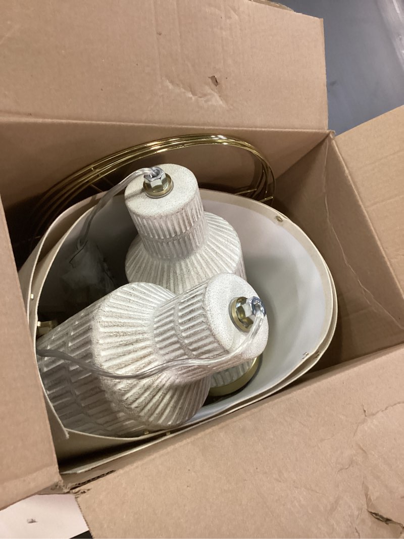 Condition photo showing As Is for 25" Table Lamps Set of 2 - Modern Bedside Lamps for Living Room - White Washed Ceramic Nightstand Lamps for Bedroom ??25"-?Washed White-2Pack