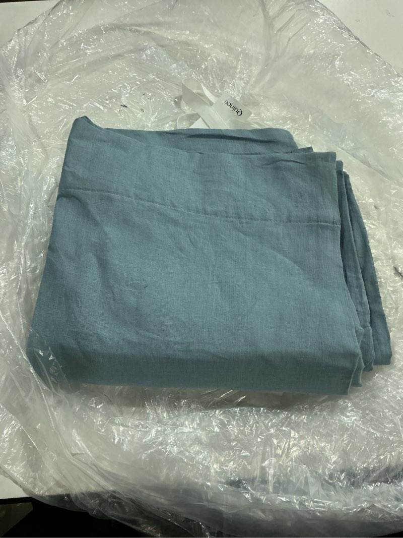 Condition photo showing Good Condition for quince europen linen true blackout curtain 48 in x 84 in light blue