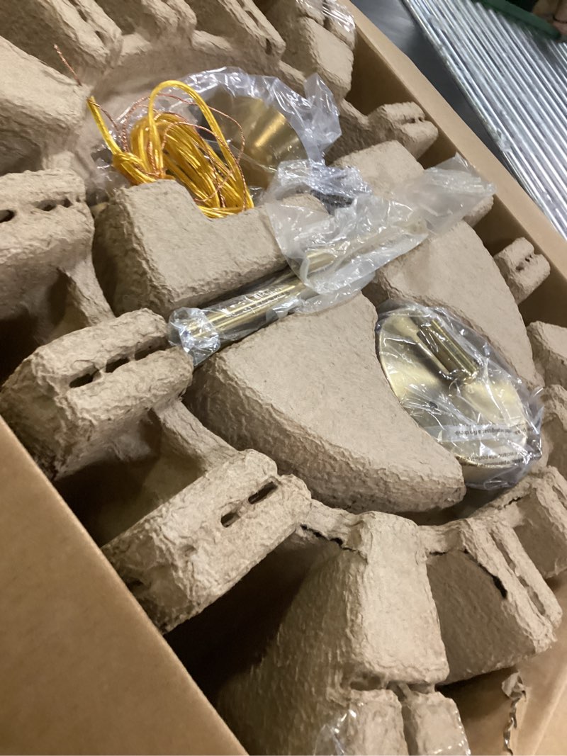 Condition photo showing Good Condition for allen + roth chambers 1 -light brushed gold modern/contemporary clear glass dome medium hanging pendant light
