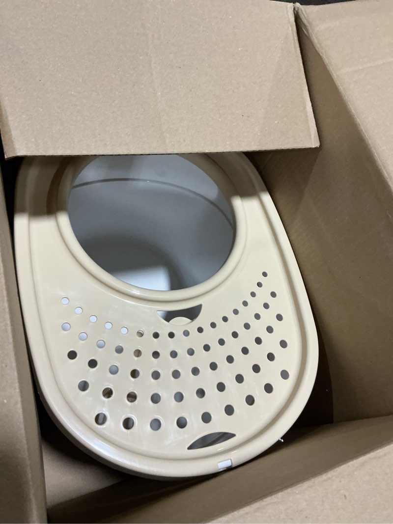 Condition photo showing Good Condition for iris usa cat litter box large top entry with lid enclosed covered hooded design litter catching scatter shield pan dog proof pet proof scoop included odor control for indoor cats kittens white/beige oval white w/ scoop