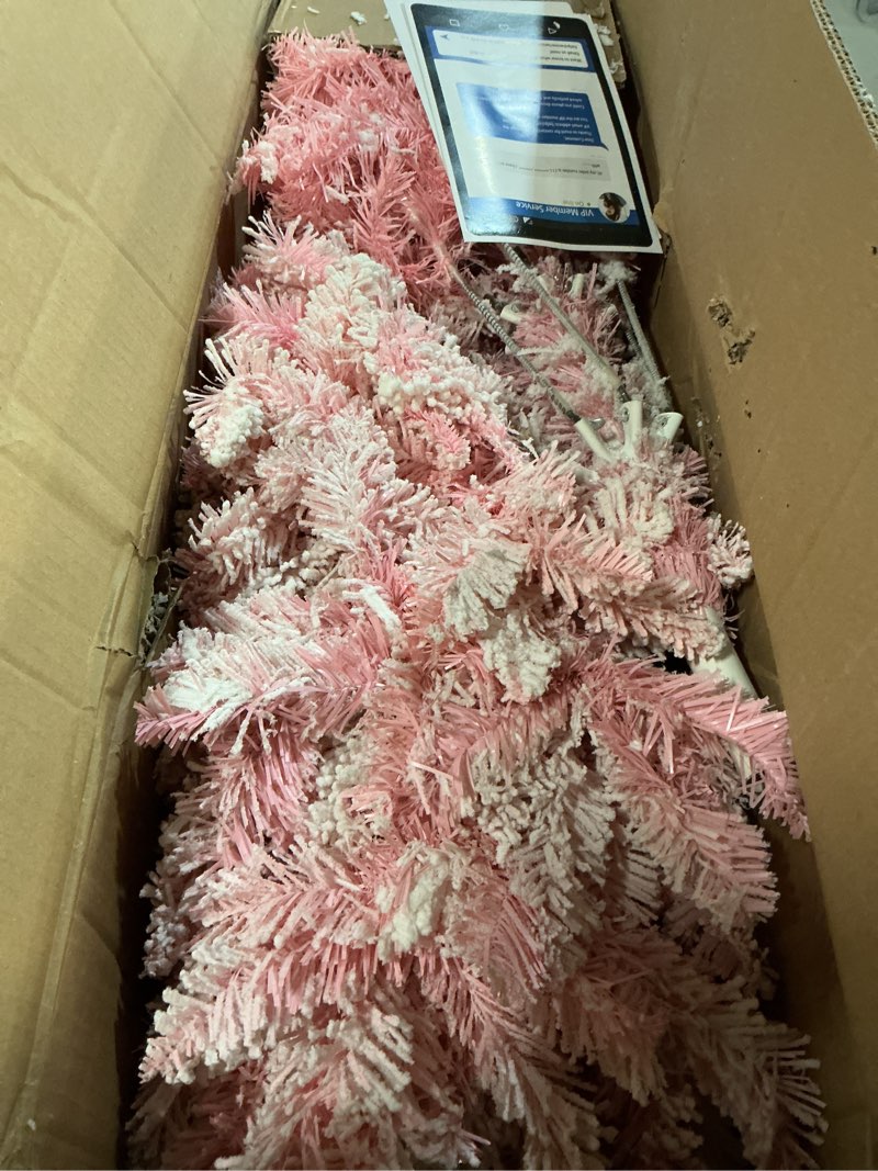 Condition photo showing Good Condition for Outroad 6ft Snow Flocked Christmas Tree Premium Hinged Artificial Pine Tree,Xmas Tree Metal Stand and 800 Lush Branch Tips Holiday Decorate, Easy to Assemble,Pink 6ft Pink