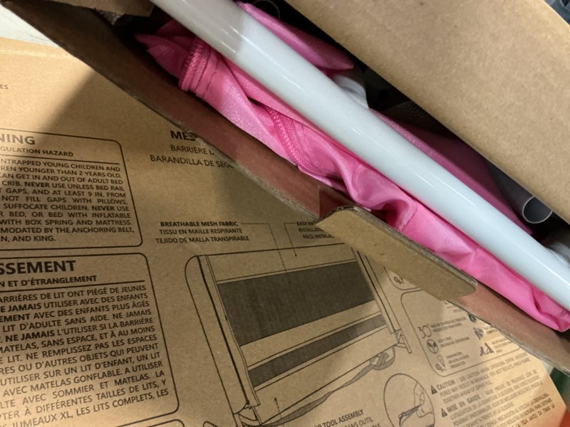 Condition photo showing As Is for Dream On Me Lightweight Mesh Security Adjustable Bed Rail for Toddler, Breathable Mesh Fabric, Suita