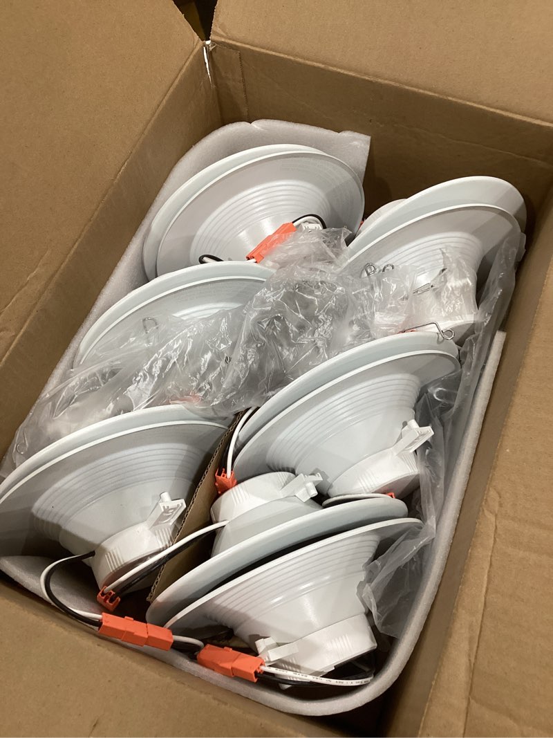 Condition photo showing New/Like New for 12 Pack 5/6 Inch 5CCT LED Recessed Downlight, Can Lights with Baffle Trim, Wet Rated, E26 Base, 10.5W=85W, CRI 90, Dimmable, Simple Retrofit Installation, Energy Star & ETL Listed 2700k/3000k/4000k/5000k/6500k-5CCT 12PACK