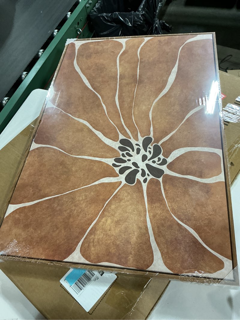 Condition photo showing Good Condition for Framed Boho Abstract Neutral Floral Wall Art for Living Room, Minimalist Brown Flower Painting Print Canvas Artwork for Walls, Vertical Mid Century Modern Wall Decor for Bedroom Home Office, 24x36 In 36\"L x 24\"W Neutral Brown