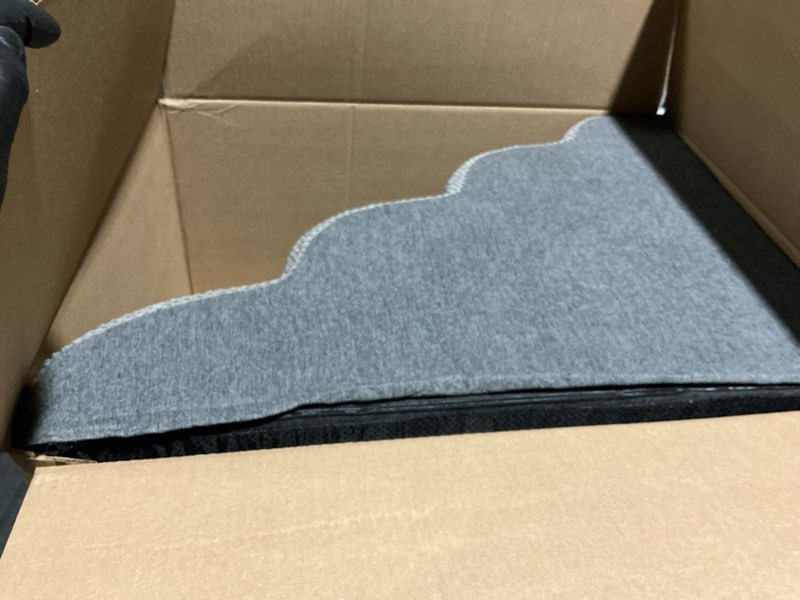 Condition photo showing Good Condition for romrol dog stairs ramp for high beds couches, 33d high density foam pet steps with durable non-slip waterproof fabric cover, dog stairs for small dogs or cats or pets, 4-step,grey 4 step-20.8"h fleece-grey