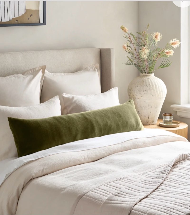 cotton velvet oversized lumbar pillow cover, sage green 