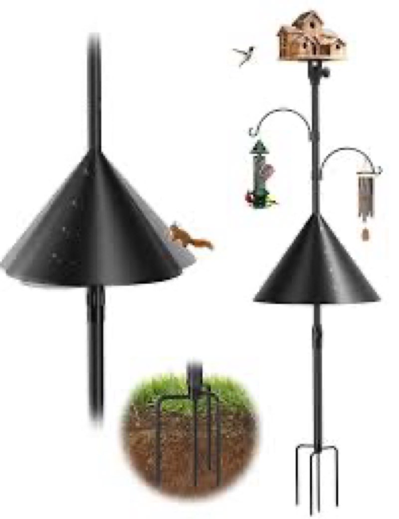 Squirrel-Proof Adjustable 79\" Bird Feeder Pole with Double Shepherd Hooks | Heavy-Duty Yard Decor for Bird Houses & Feeders | Black (House Not Included) 79 INCH Black