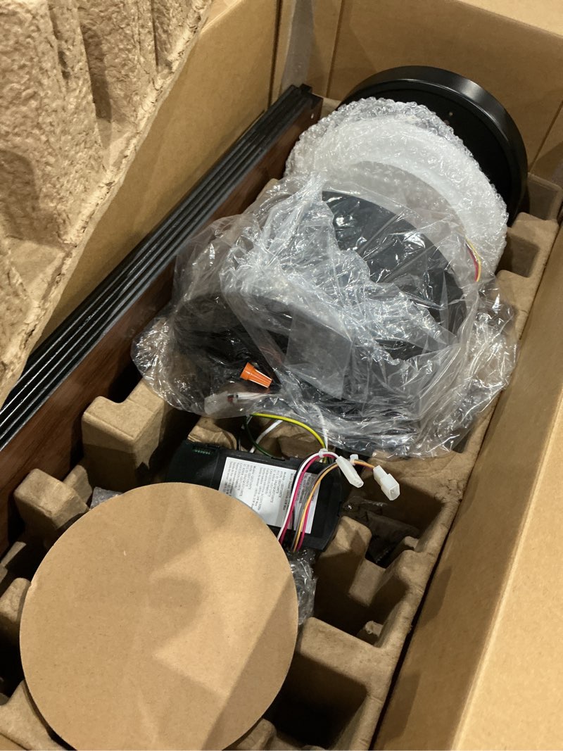 Condition photo showing As Is for globe electric dayton 52-in black with matte black blades color-changing indoor/outdoor smart ceiling fan with light and remote (5-blade)