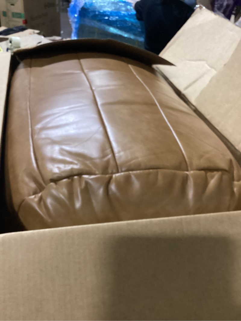 Condition photo showing Good Condition for (ottoman only)big joe modora bean bag lounger, living room and gaming seat, copper harbor vegan leather, chair & ottoman set copper harbor chair & ottoman set