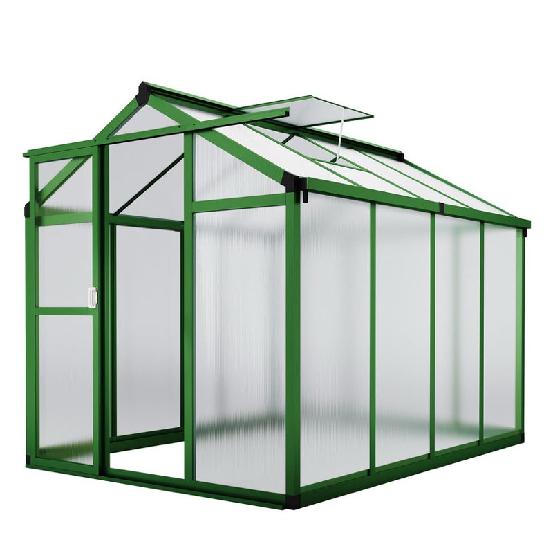 (incomplete)))garvee  aluminum greenhouse with polycarbonate panels, roof vent, reinforced frame, uv protection, walk-in design for backyard garden