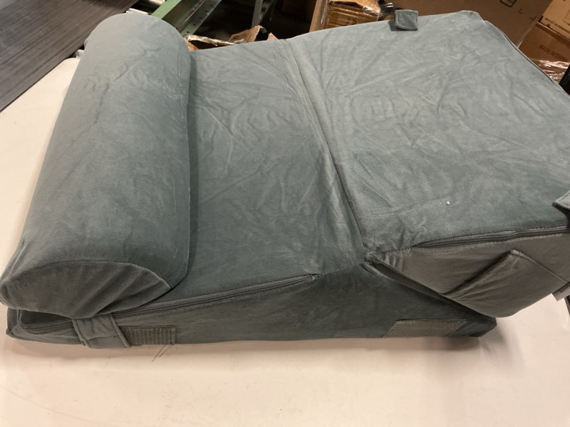 Condition photo showing Good Condition for 3PCS Wedge Pillow for Acid Reflux Relief, Adjustable Wedge Pillow Headboard, Bed Wedges Pillow for Back Pain Relief, Sleeping, Post Surgery, Back Support Pillows for Sitting Up, Snoring, Plush Grey Adjustable Wedge+1 Pillow Velvet Grey