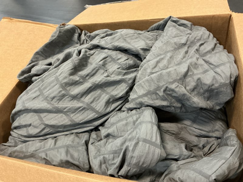 Condition photo showing As Is for avelom seersucker queen comforter set (90x90 inches), 3 pieces- 100% soft washed microfiber lightweight comforter with 2 pillowcases, all season down alternative comforter set for bedding, grey dark gray queen (90''x90'')