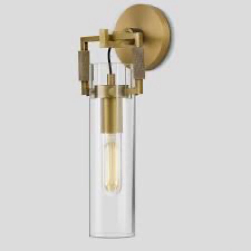 Knurldon Modern Gold Glass Wall Sconces,15'' Knurled Brass Sconce, Bathroom Wall Sconce, Gold Bathro