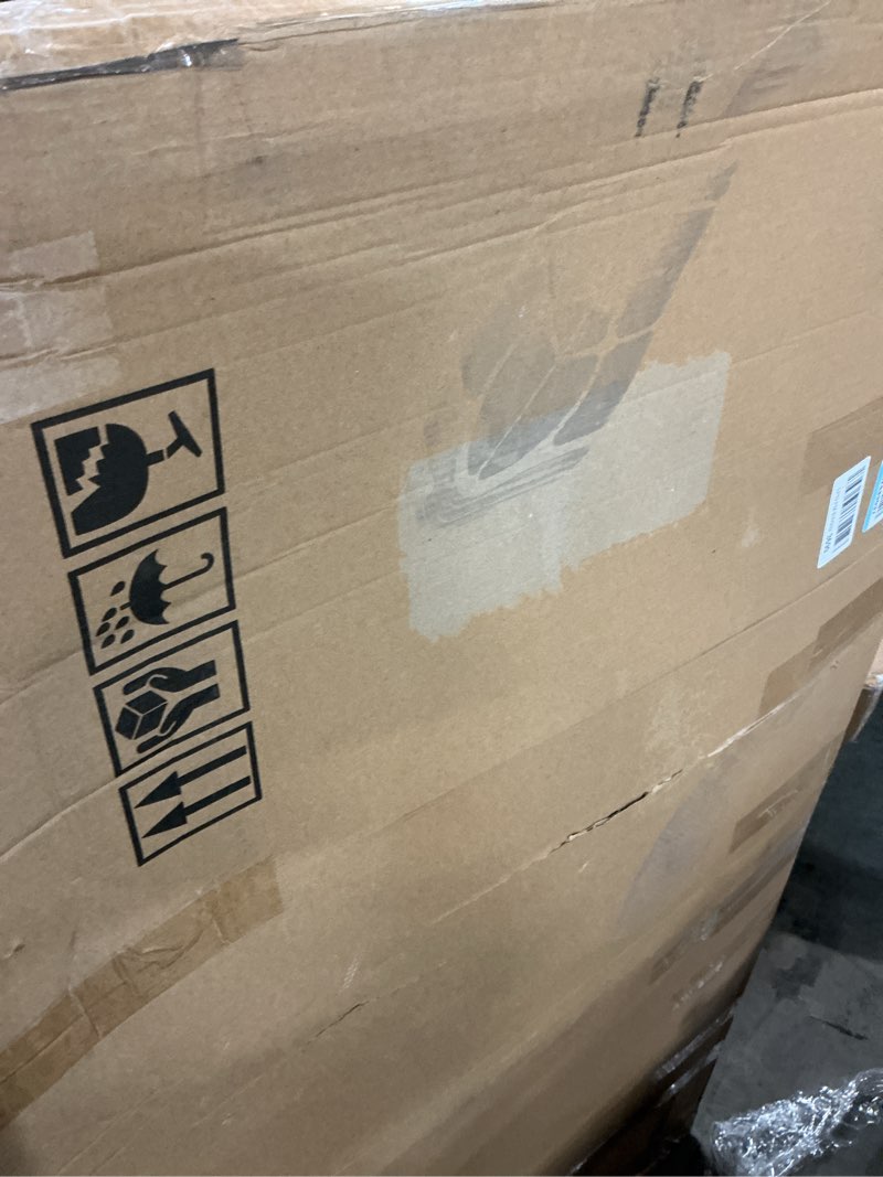 Condition photo showing Good Condition for Large Wavy Line White Abstract Wall Art with Frame Minimalist Modern Hand drawn Painting Textured Poster for Living Room Dining Room Bedroom Decor 29"x58" 58"L x 29"W White and Gold