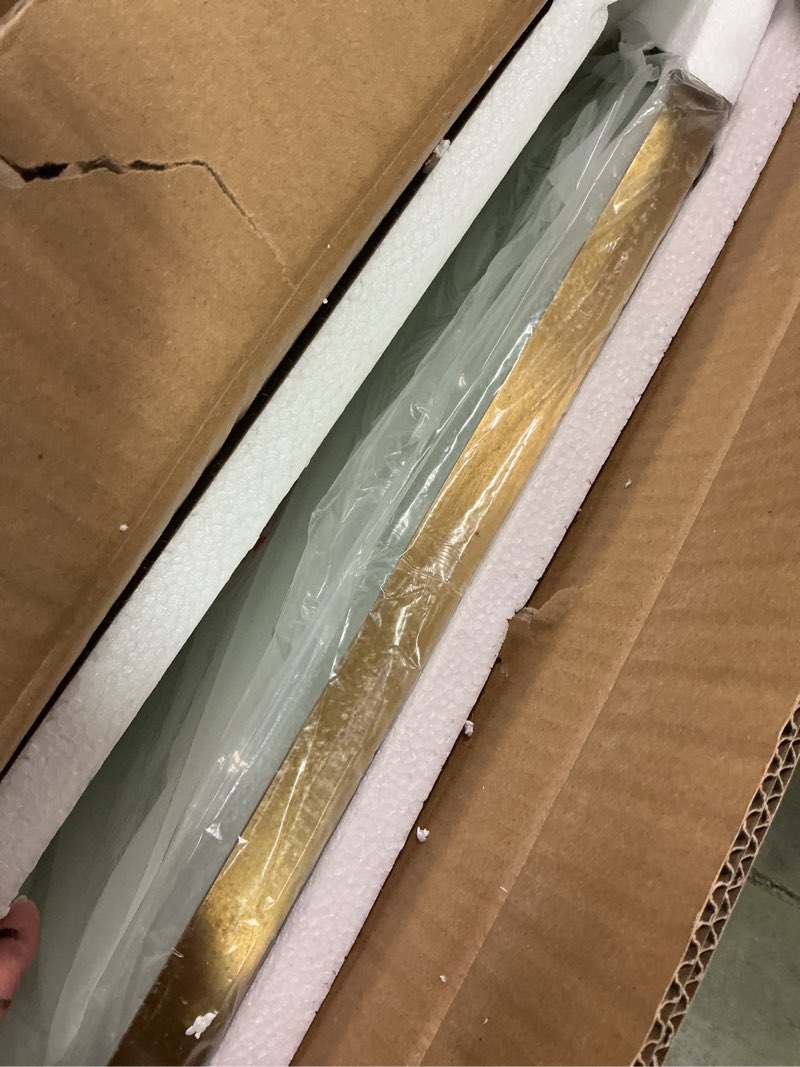 Condition photo showing Good Condition for ANDY STAR Brushed Gold Mirror, 22"x30" Bathroom Vanity Mirror, Rounded Rectangle Bathroom Mirror with Rust-Proof Stainless Steel 1" Frame, Wall Mounts Horizontally or Vertically Brushed Gold 30"L x 22"W