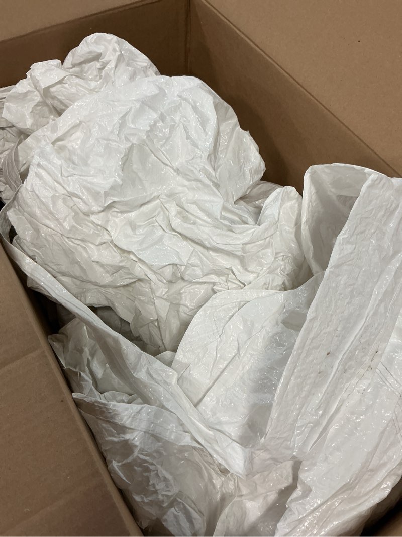 Condition photo showing As Is for white 8x10 feet tarp-multifunctional white waterproof tarpaulin-waterproof, uv resistant, rip and tear resistant, poly tarpaulin with reinforced edges for cover white 8x10ft