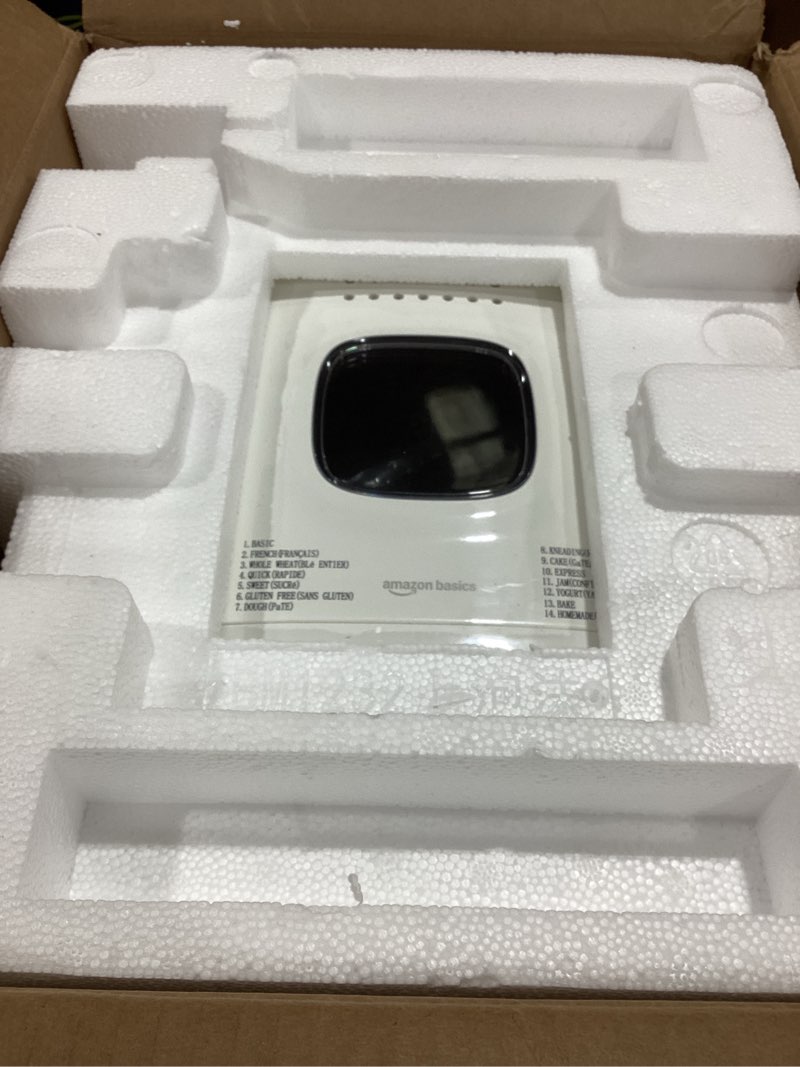 Condition photo showing Good Condition for Amazon Basics Programmable Bread Maker, 2 Pound Non-Stick Automatic Bread Making Machine, 14 Settings for Breads, Doughs, Gluten-Free Options and More, LCD Display, White