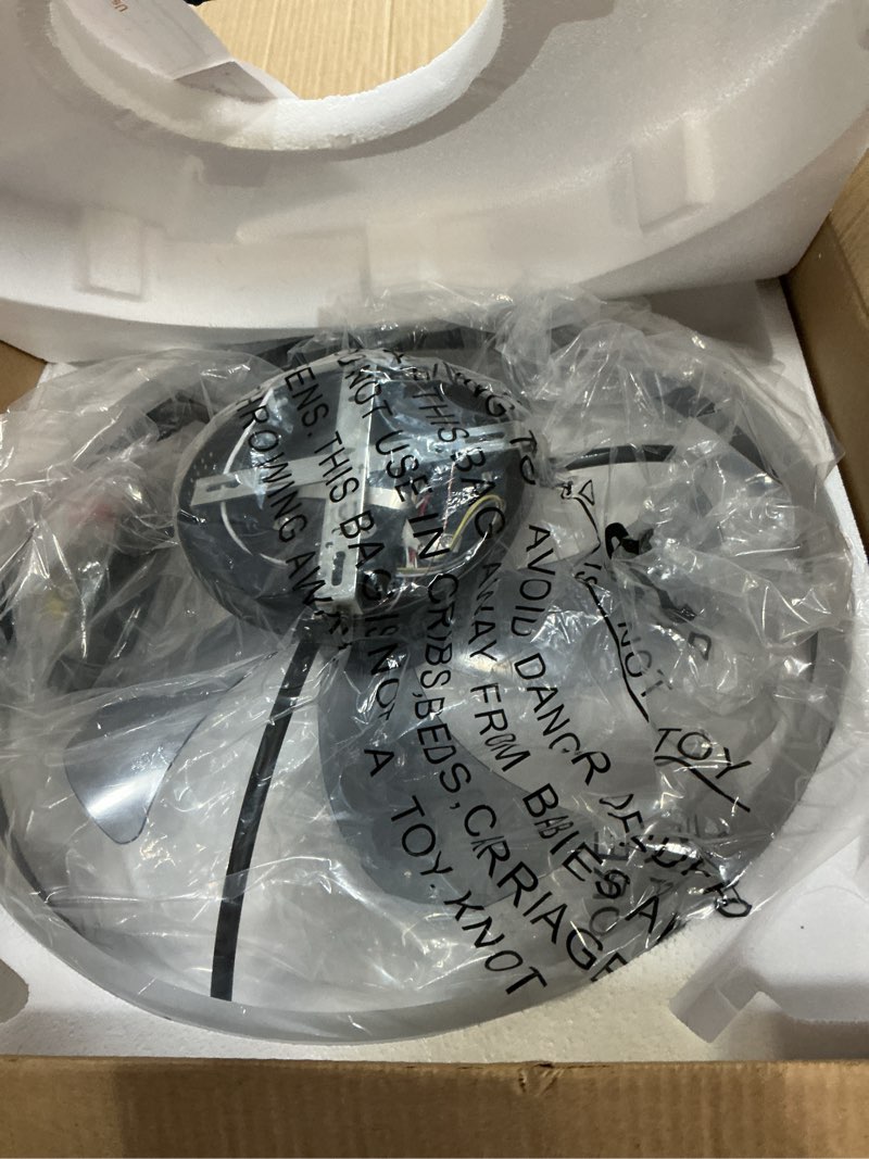 Condition photo showing Good Condition for volisun low profile ceiling fans with lights and remote, 19.7in flush mount ceiling fans with light, 3000k-6500k dimmable fandelier led fan light, black bladeless ceiling fans with lights for bedroom black 19.7 inch